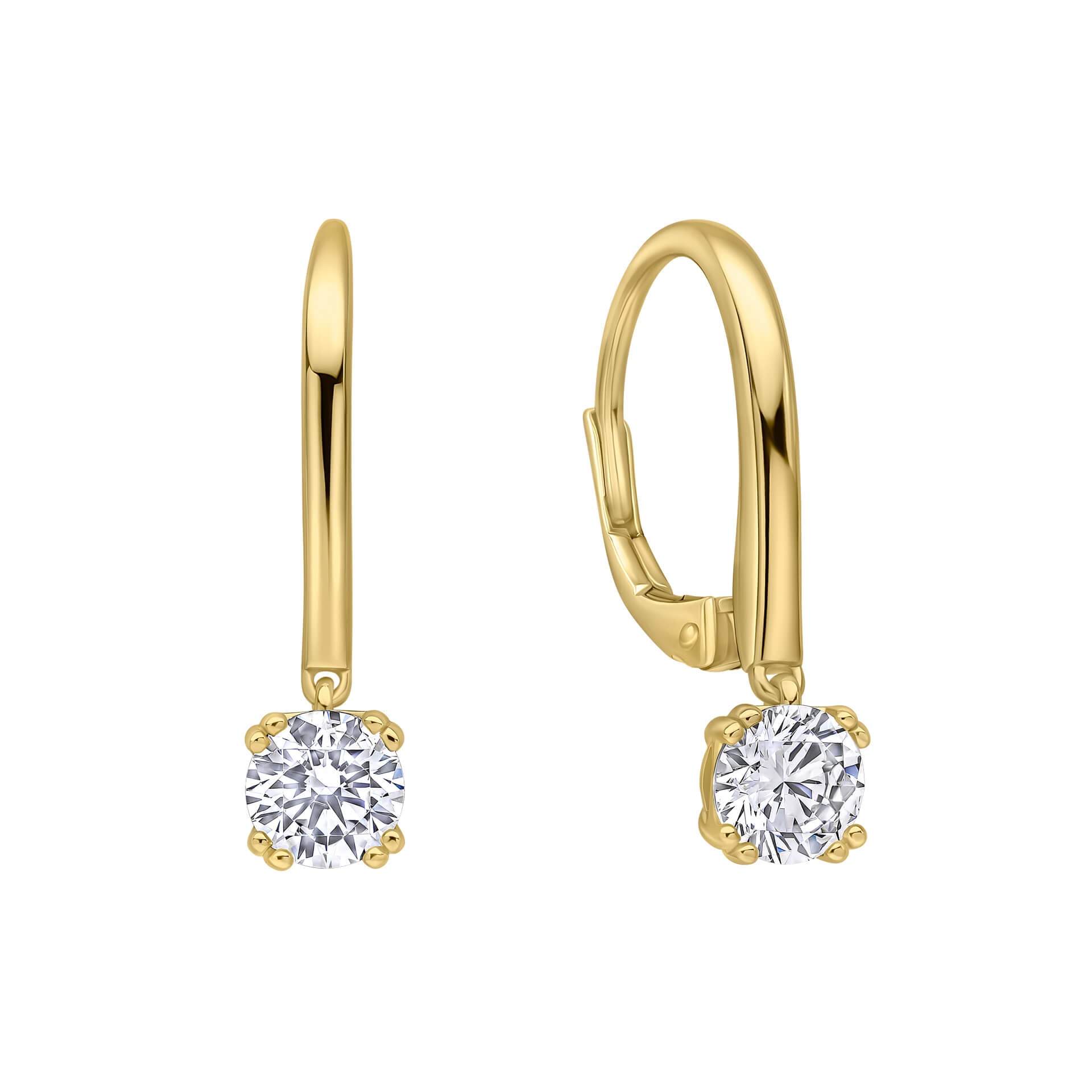 Gecko Jewellery Double Claw Solitaire French Hook Earrings in Silver