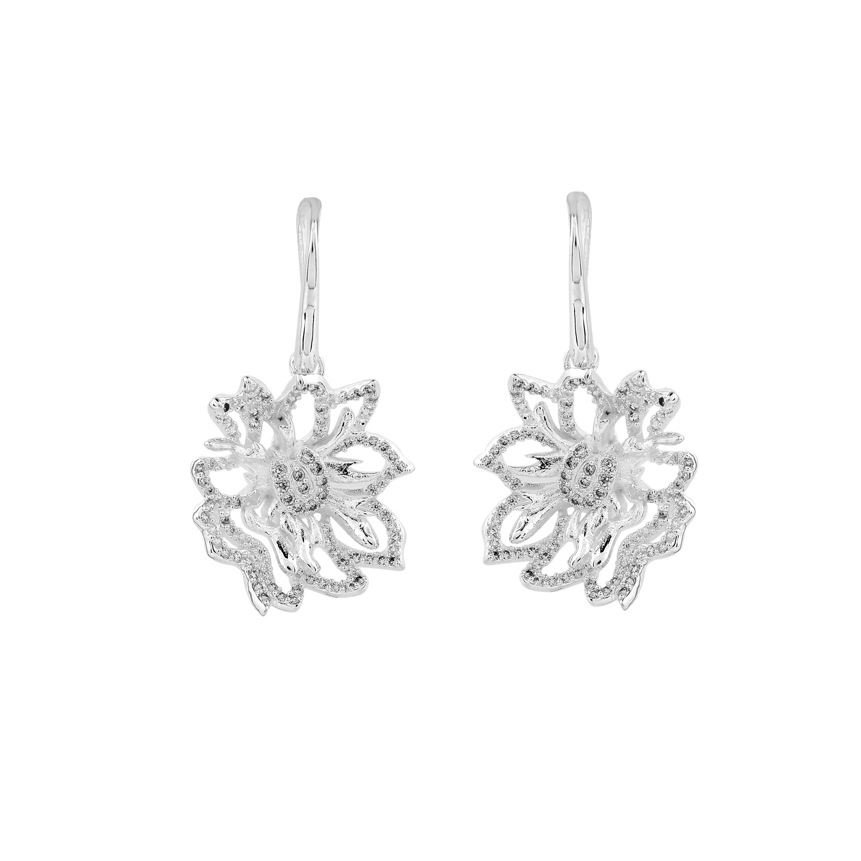 Laura Ashley Redford Vine Flower Earrings – Silver Plated Brass