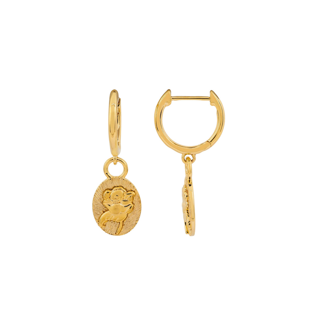 Laura Ashley Baythorne Roses Gold-Plated Recycled Brass Hoop Earrings