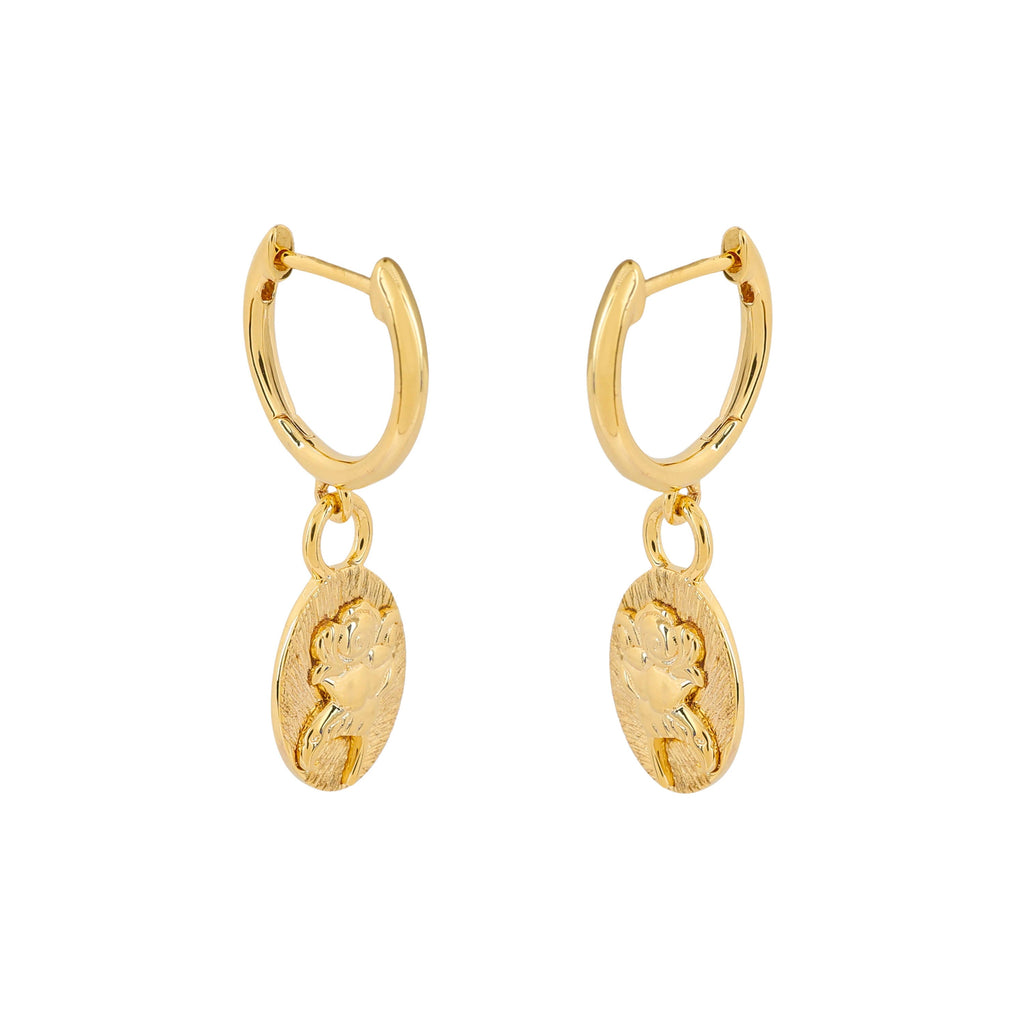 Laura Ashley Baythorne Roses Gold-Plated Recycled Brass Hoop Earrings