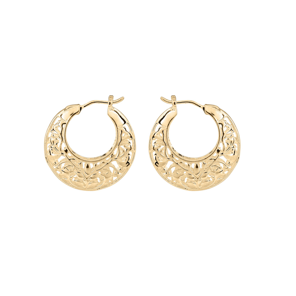 Gecko Jewellery Powley Lace Hoop Earrings | Recycled Brass Vintage Style