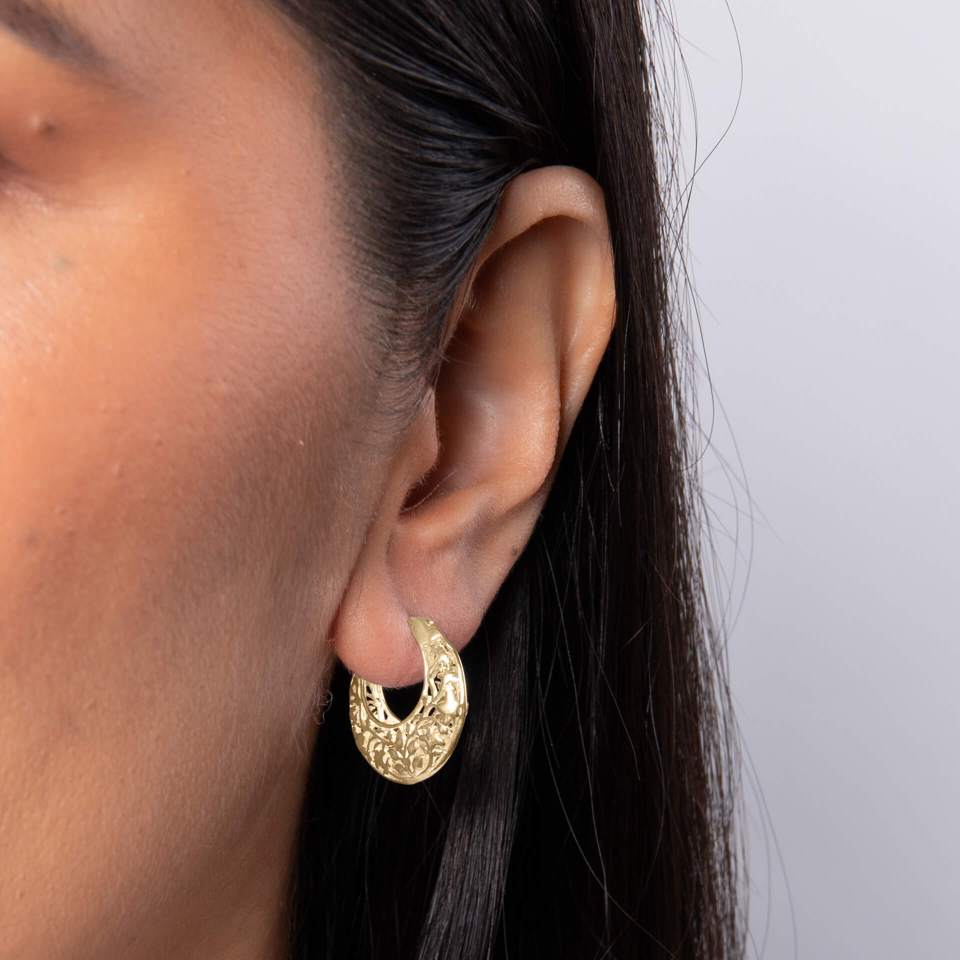 Gecko Jewellery Powley Lace Hoop Earrings | Recycled Brass Vintage Style