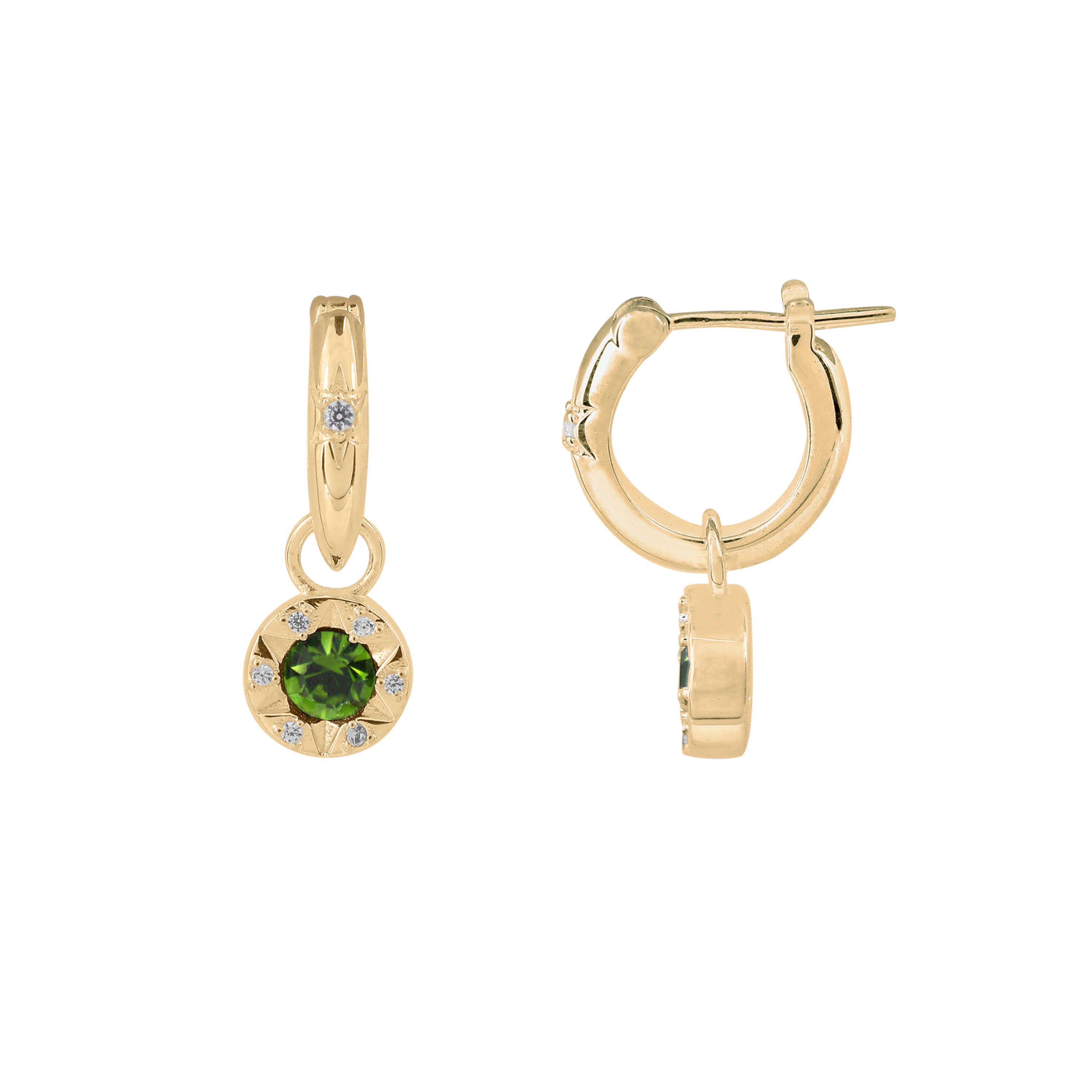 Laura Ashley Bowen Star Crystal Hoop Earrings in Plated Recycled Brass