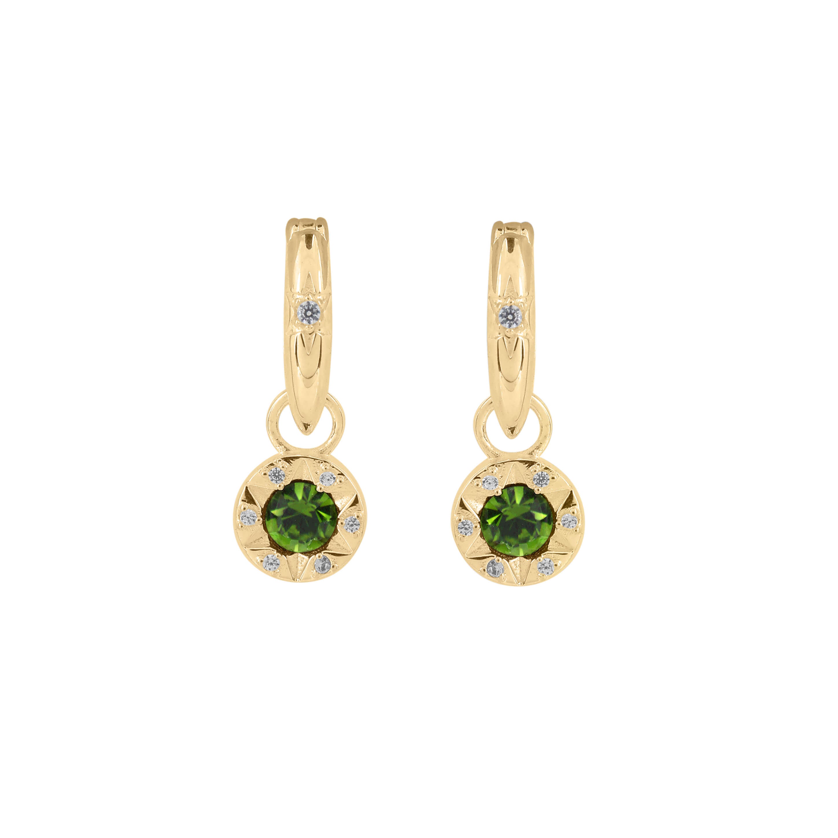 Laura Ashley Bowen Star Crystal Hoop Earrings in Plated Recycled Brass