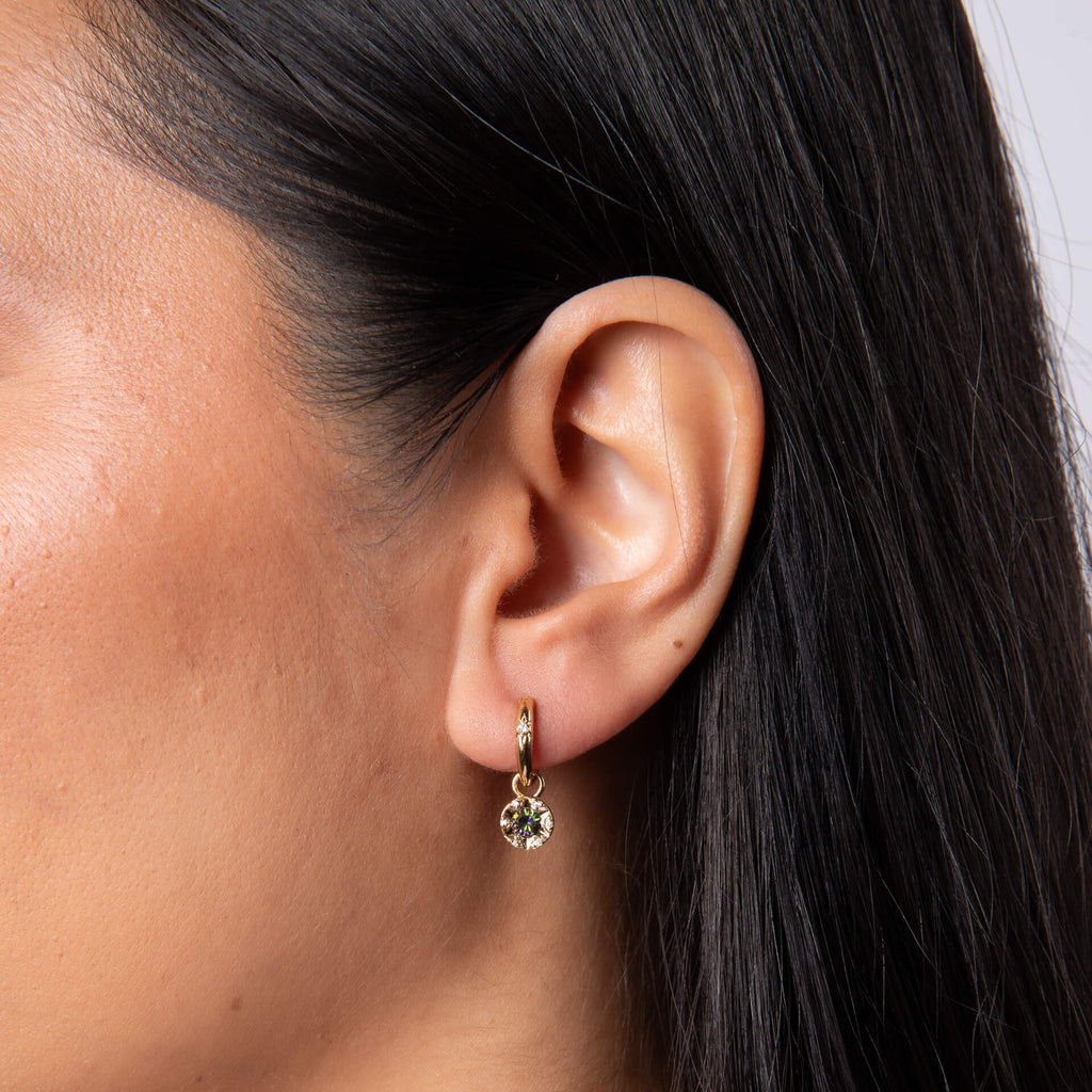 Laura Ashley Bowen Star Crystal Hoop Earrings in Plated Recycled Brass