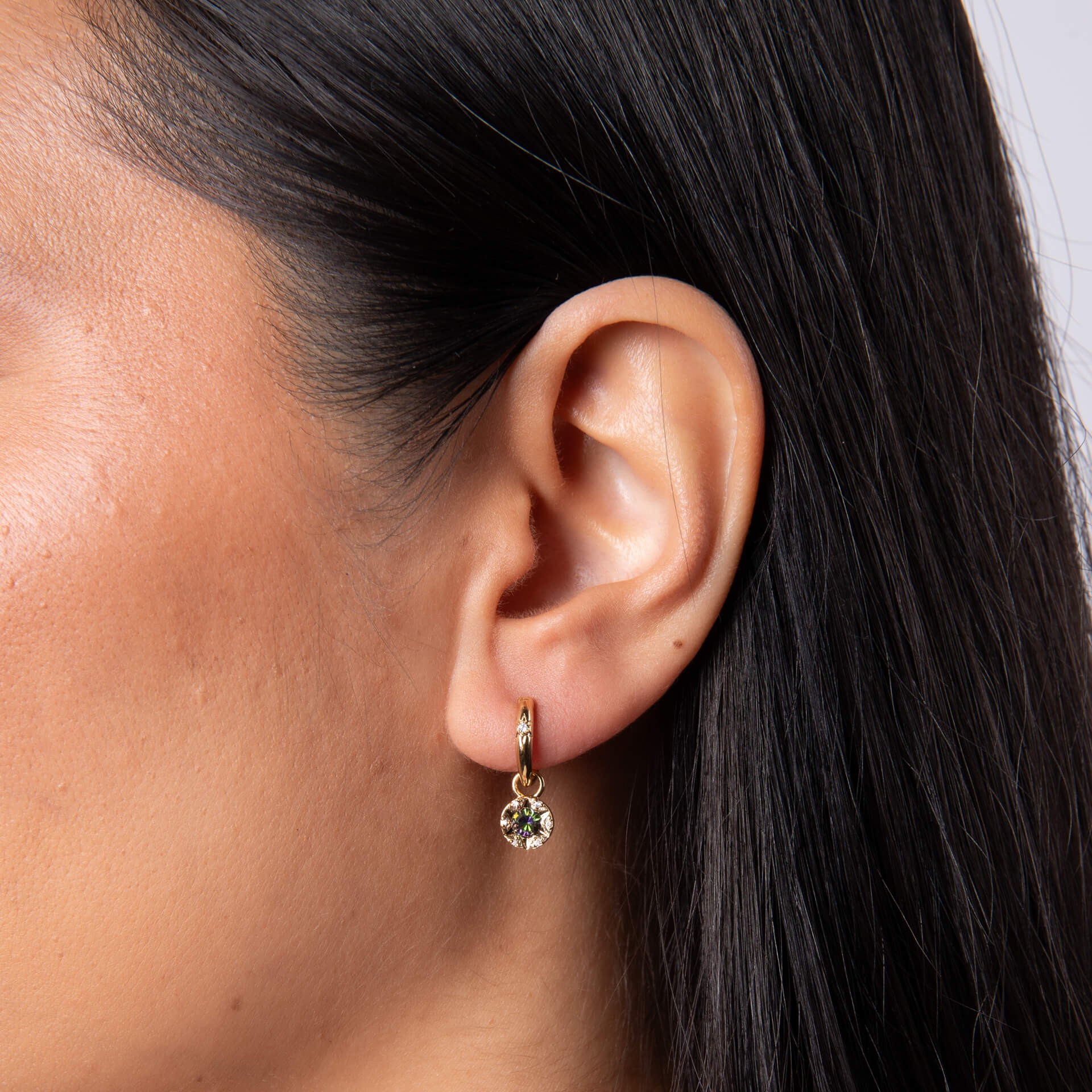 Laura Ashley Bowen Star Crystal Hoop Earrings in Plated Recycled Brass