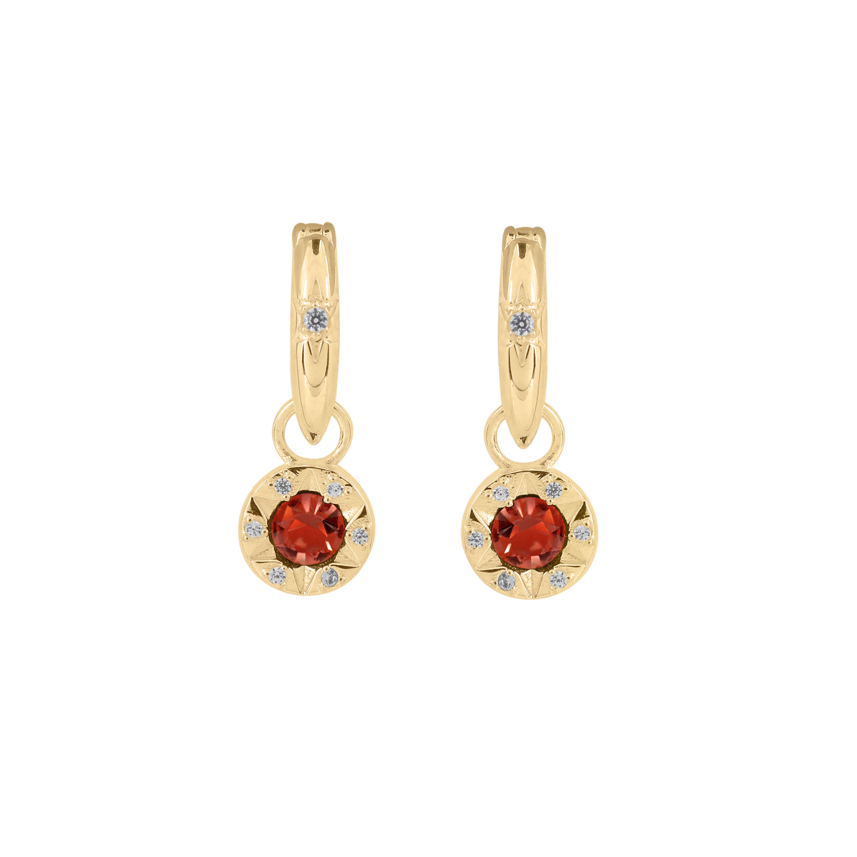 Laura Ashley Bowen Star Crystal Hoop Earrings in Plated Recycled Brass