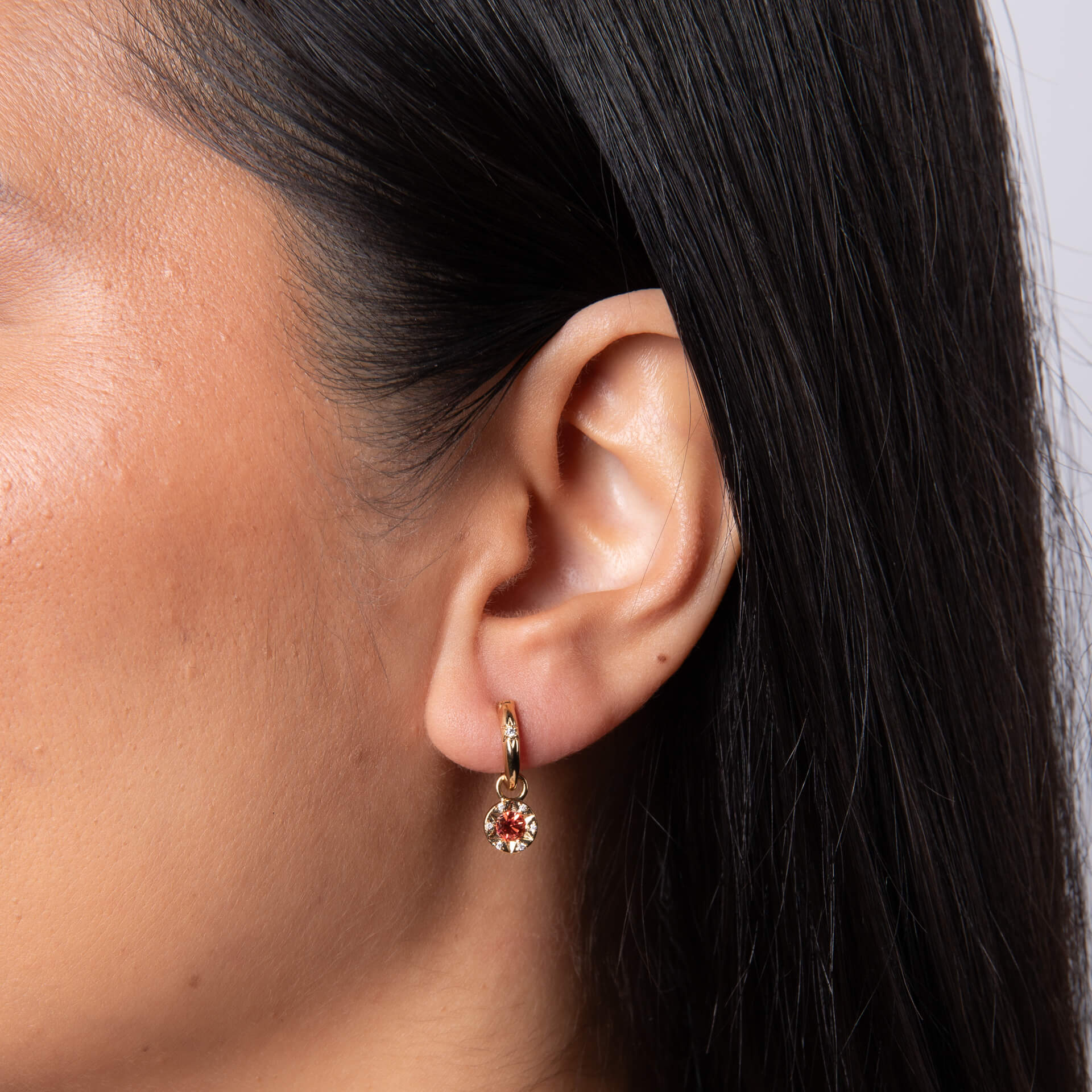 Laura Ashley Bowen Star Crystal Hoop Earrings in Plated Recycled Brass
