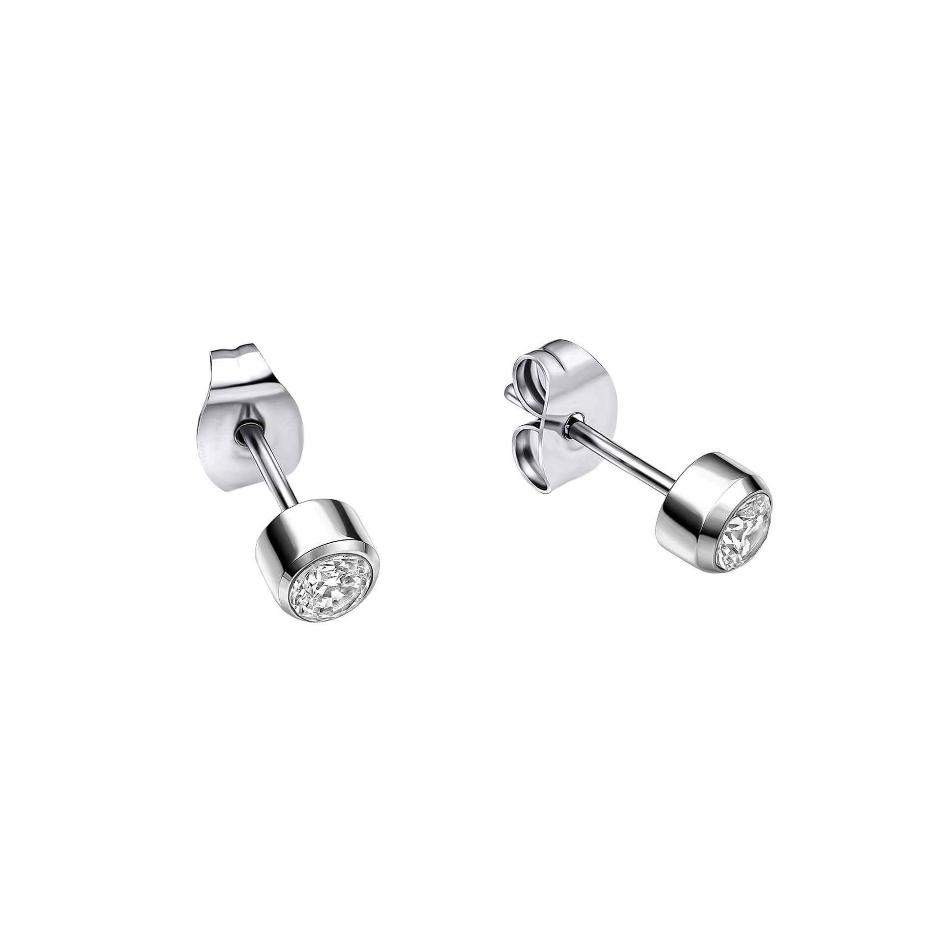 Gecko Jewellery Stainless Steel CZ Stud Earrings – Smaller Fit