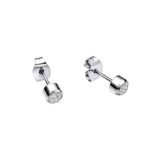 Gecko Jewellery Stainless Steel CZ Stud Earrings – Smaller Fit