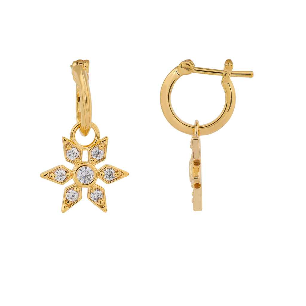 Gecko Jewellery Bowen Star Hoop Earrings | Gold Plated Recycled Brass