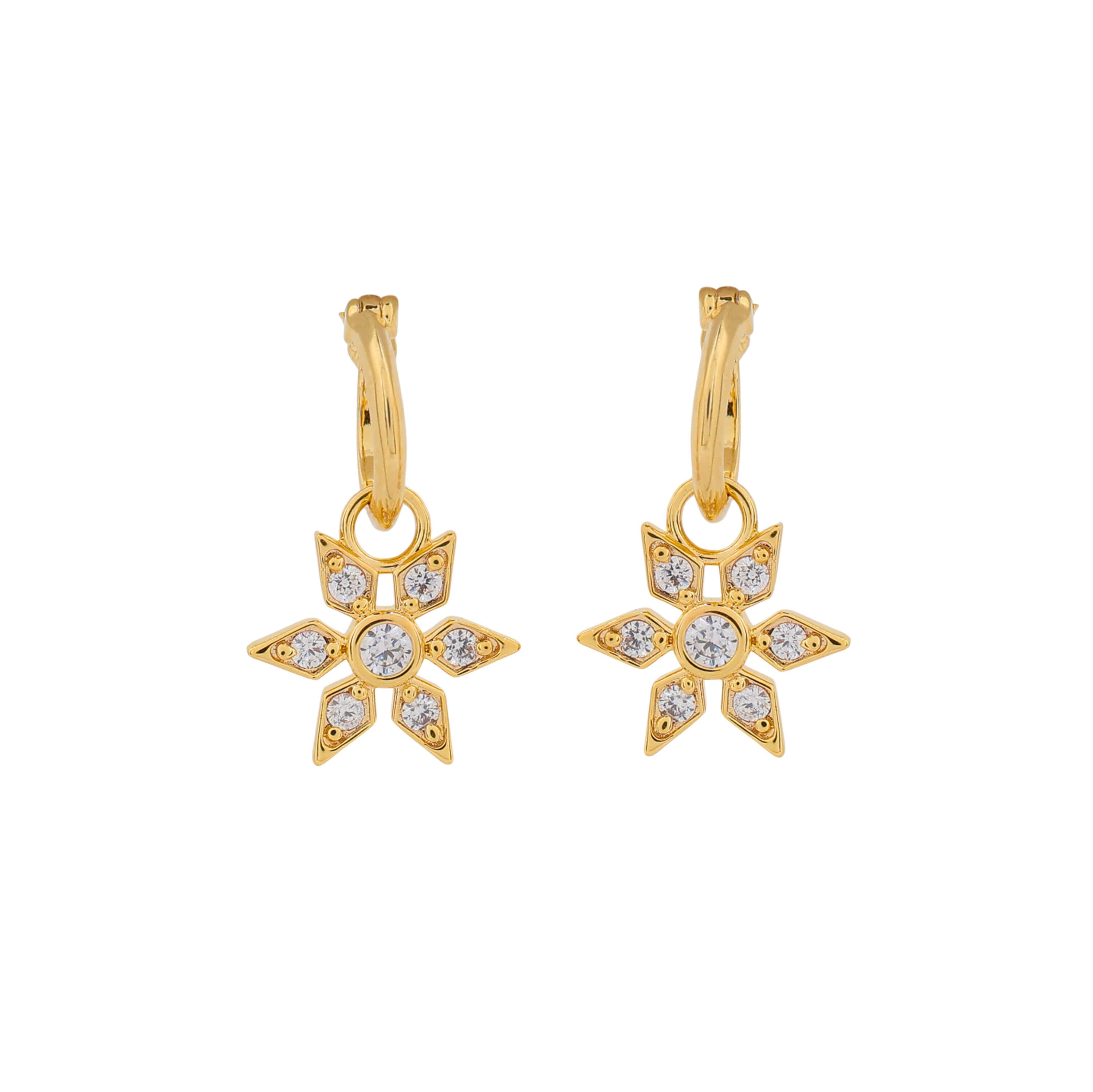 Gecko Jewellery Bowen Star Hoop Earrings | Gold Plated Recycled Brass