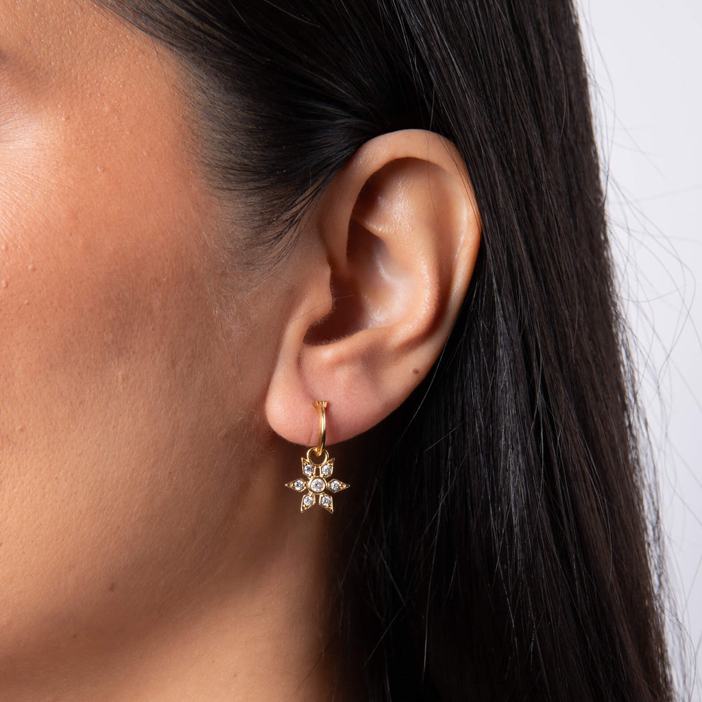 Gecko Jewellery Bowen Star Hoop Earrings | Gold Plated Recycled Brass