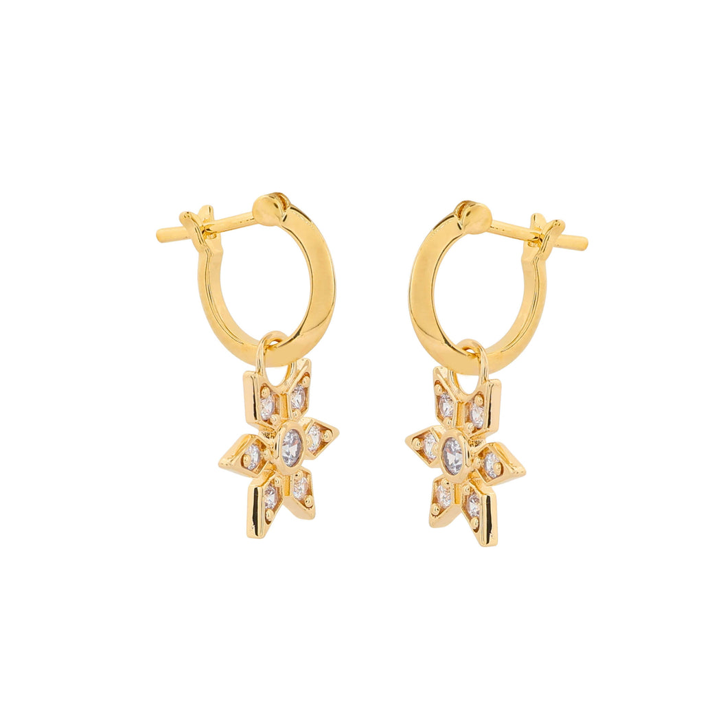 Gecko Jewellery Bowen Star Hoop Earrings | Gold Plated Recycled Brass