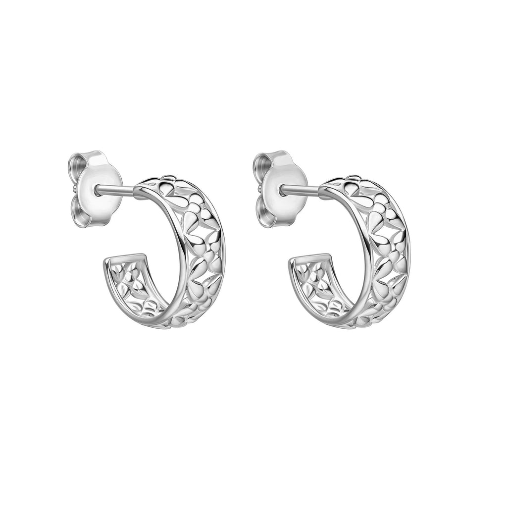 Gecko Jewellery Hartley Check Hoop Earrings in Recycled Sterling Silver
