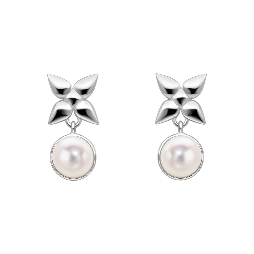 Gecko Jewellery Hartley Check Mabe Pearl Drop Earrings in Silver