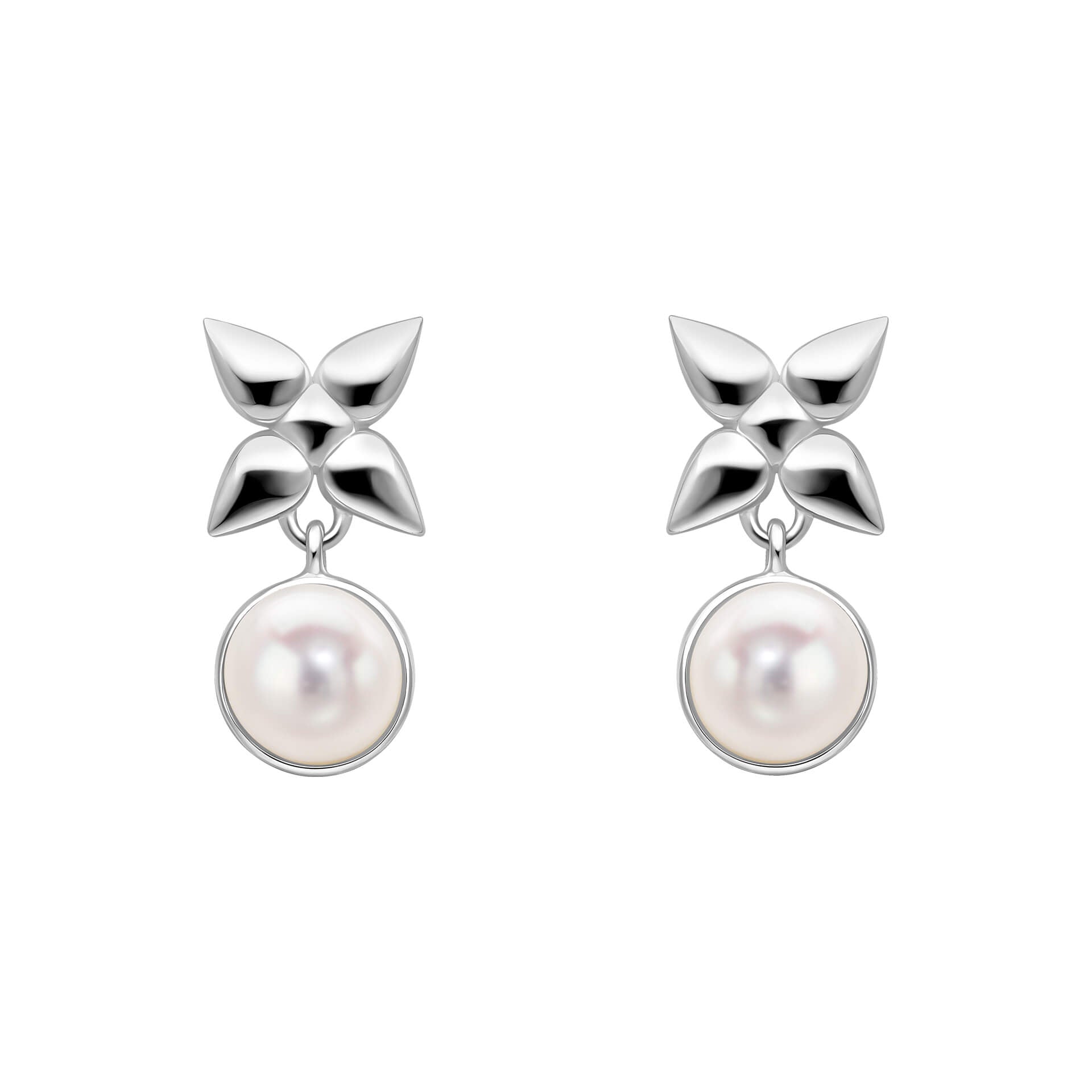 Gecko Jewellery Hartley Check Mabe Pearl Drop Earrings in Silver