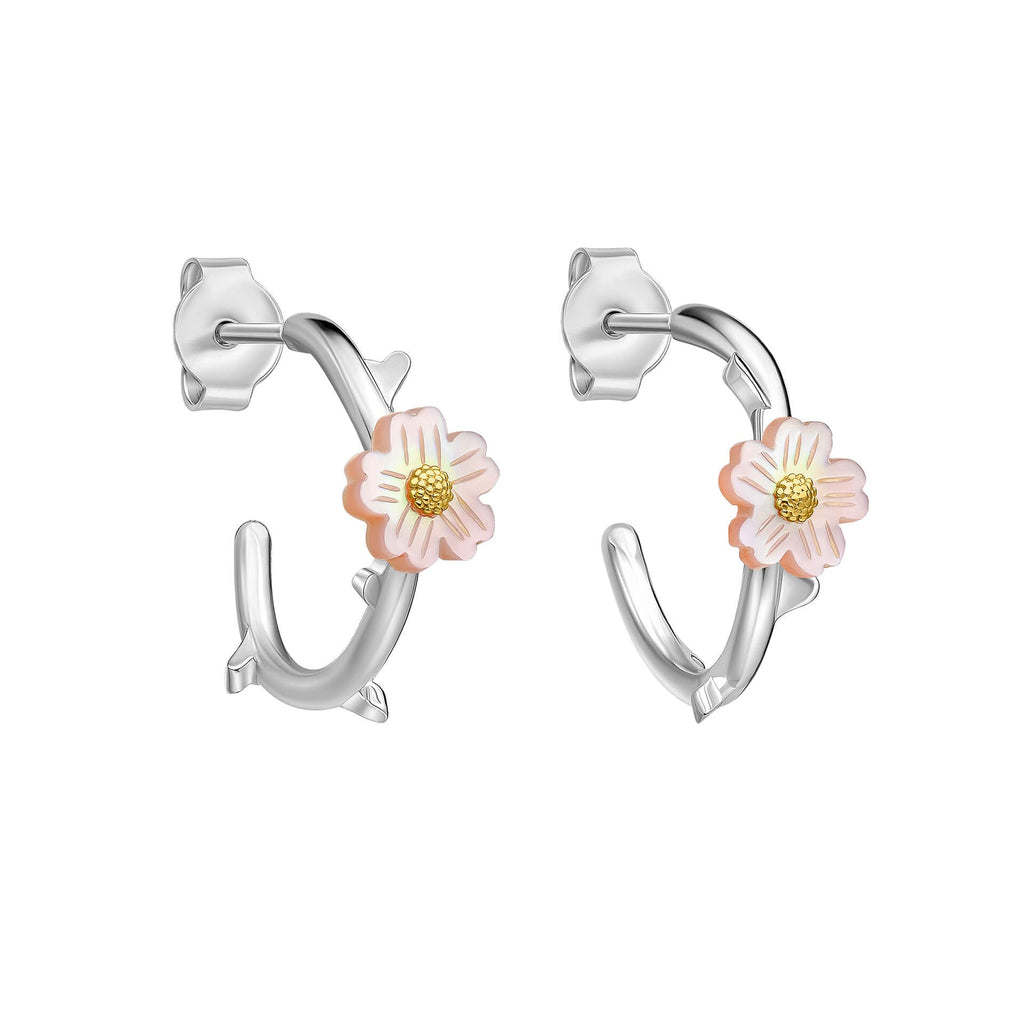 Gecko Jewellery Cherry Blossom Ditsy Hoop Earrings in Sterling Silver