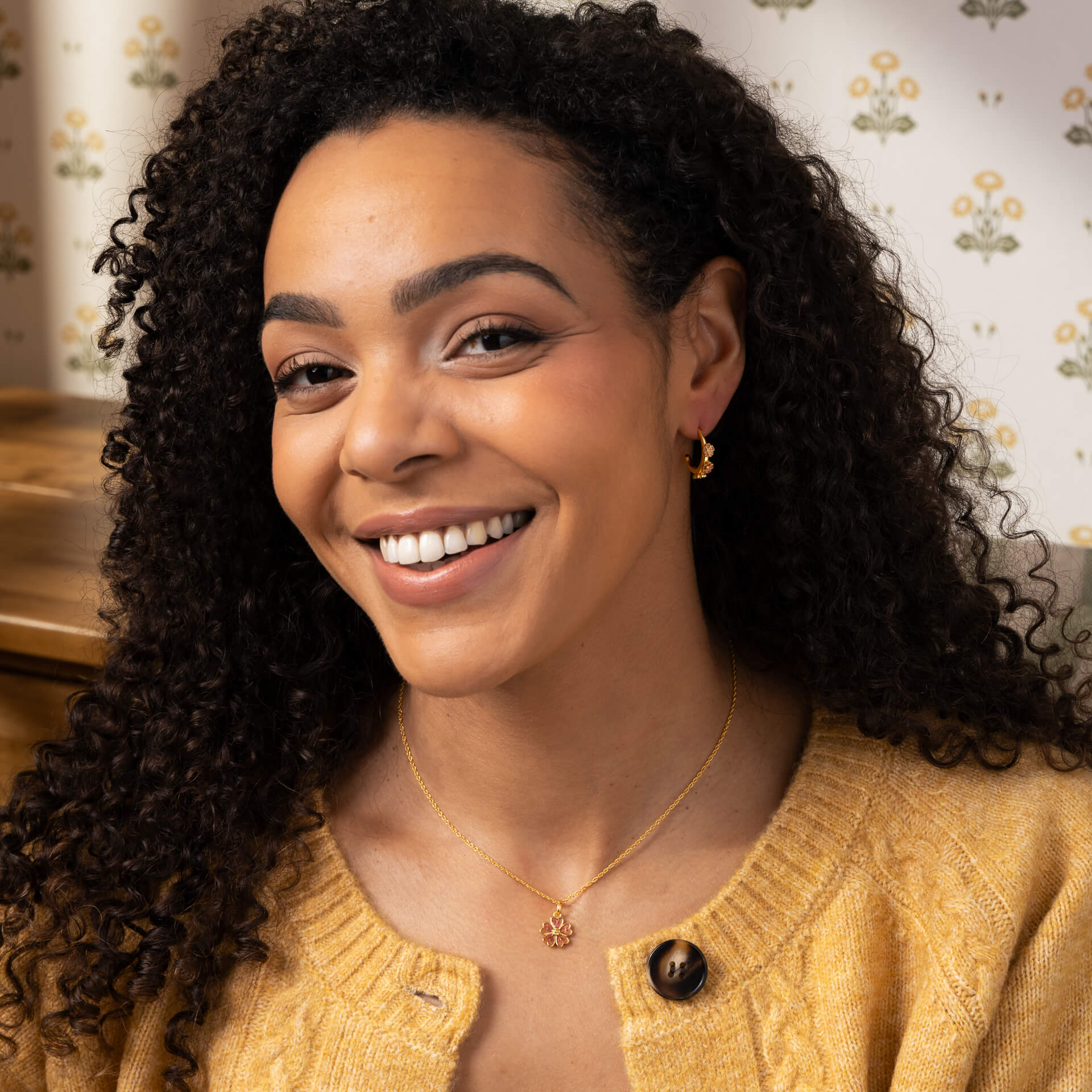 Laura Ashley Riverly Ditsy Flower Hoop Earrings – Gold Plated Silver