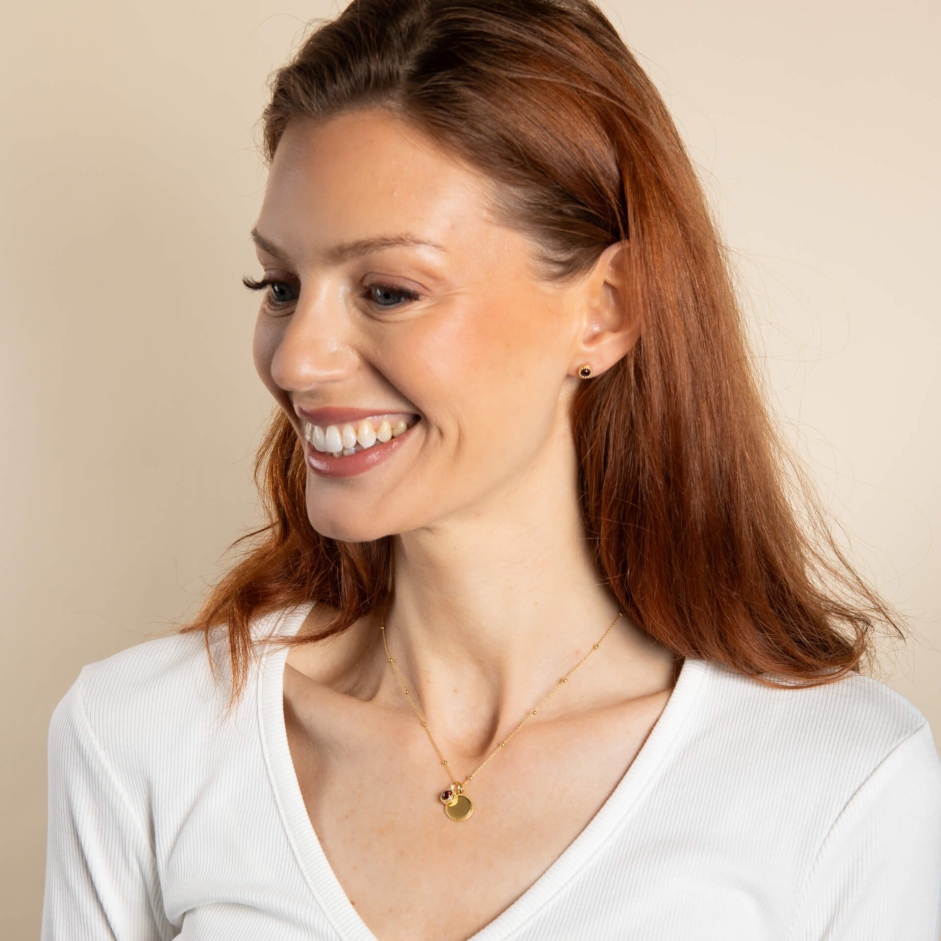 Gecko Jewellery Milgrain Cabochon Birthstone Necklace | Engravable