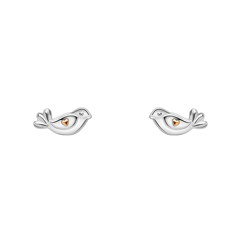 Laura Ashley Rosmere Love Mini Bird Stud Earrings in Sterling Silver