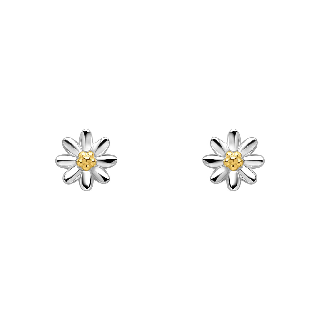 Everingham Meadow Daisy Stud Earrings – Recycled Silver & Gold Plated