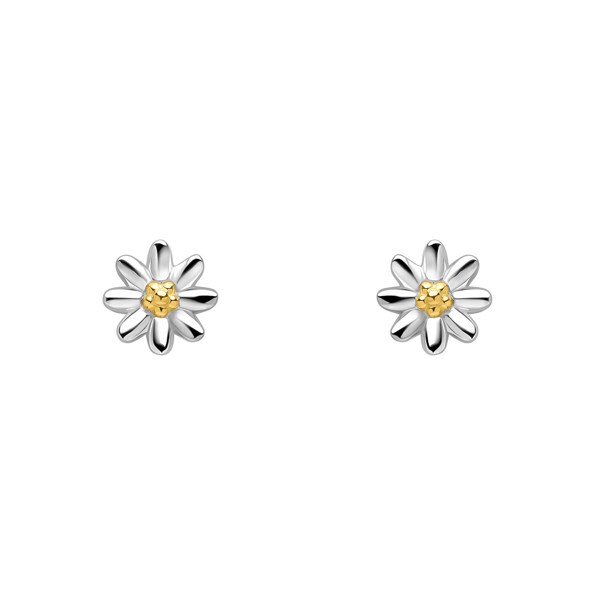 Everingham Meadow Daisy Stud Earrings – Recycled Silver & Gold Plated