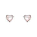 Rosmere Love Heart Stud Earrings in Sterling Silver with Pink Pearl