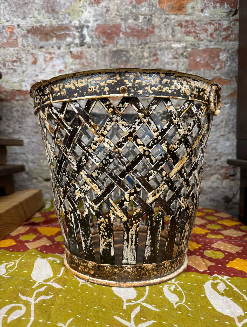Rustic Warehouse Norfolk Reclaimed Metal Lattice Log Basket & Planter