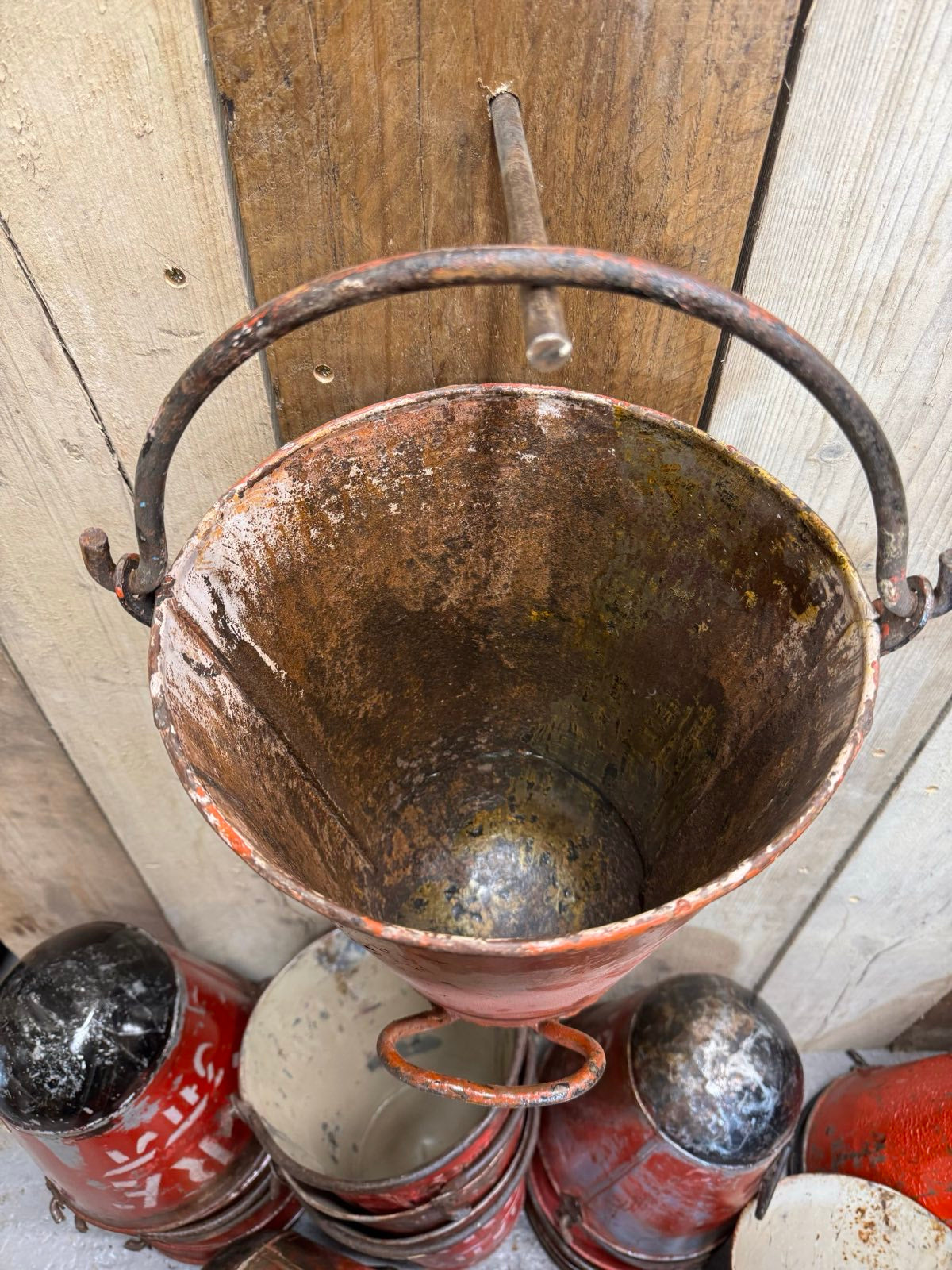 Vintage Galvanised Hanging Fire Bucket Planter | Rustic Warehouse Norfolk