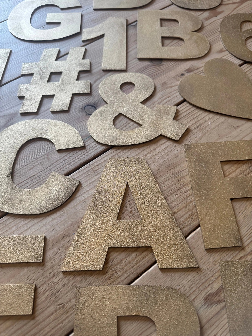 Rustic Warehouse Gold Metal Alphabet Letters – Vintage Fat Font Signage