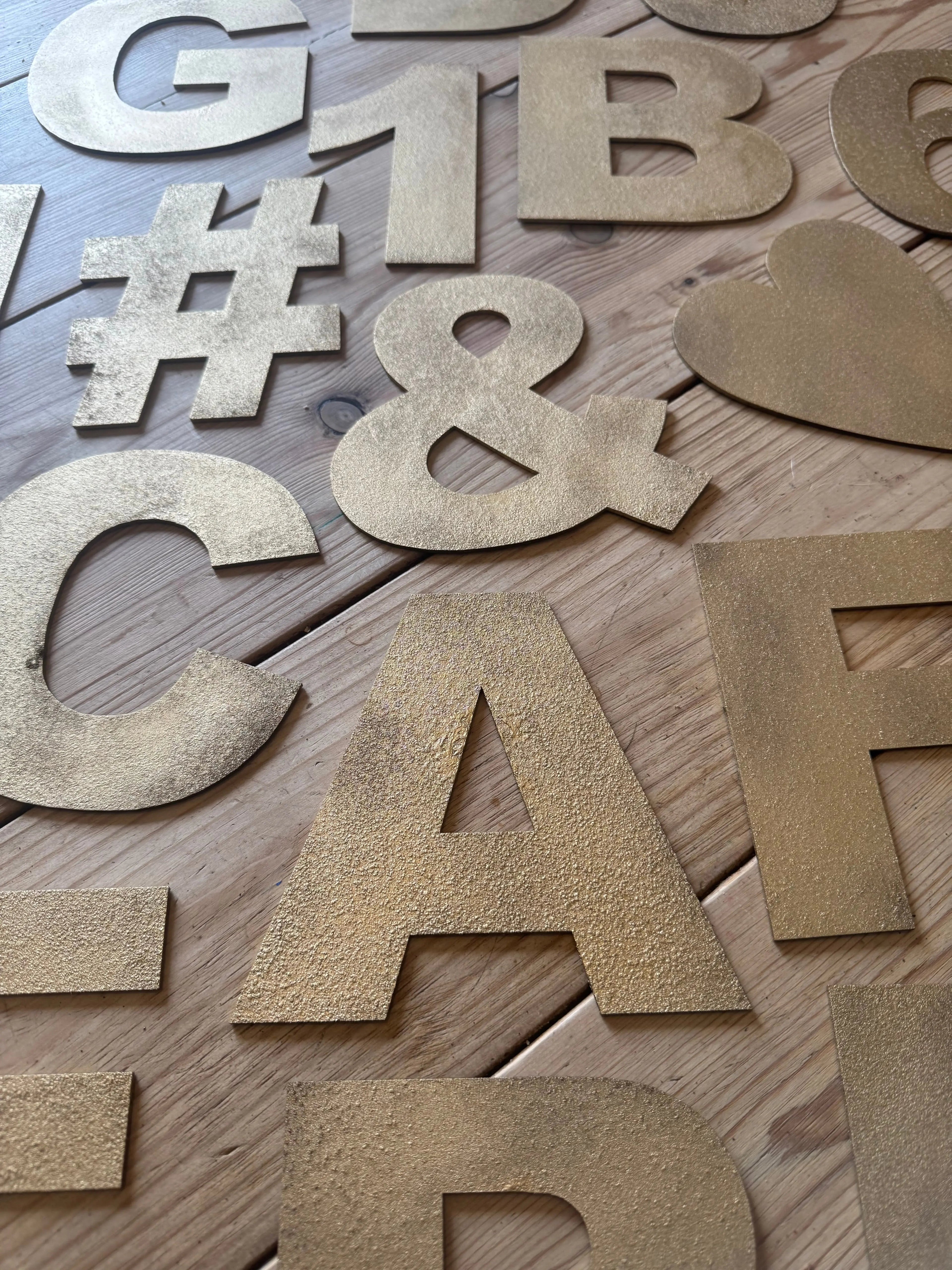 Rustic Warehouse Gold Metal Alphabet Letters – Vintage Fat Font Signage