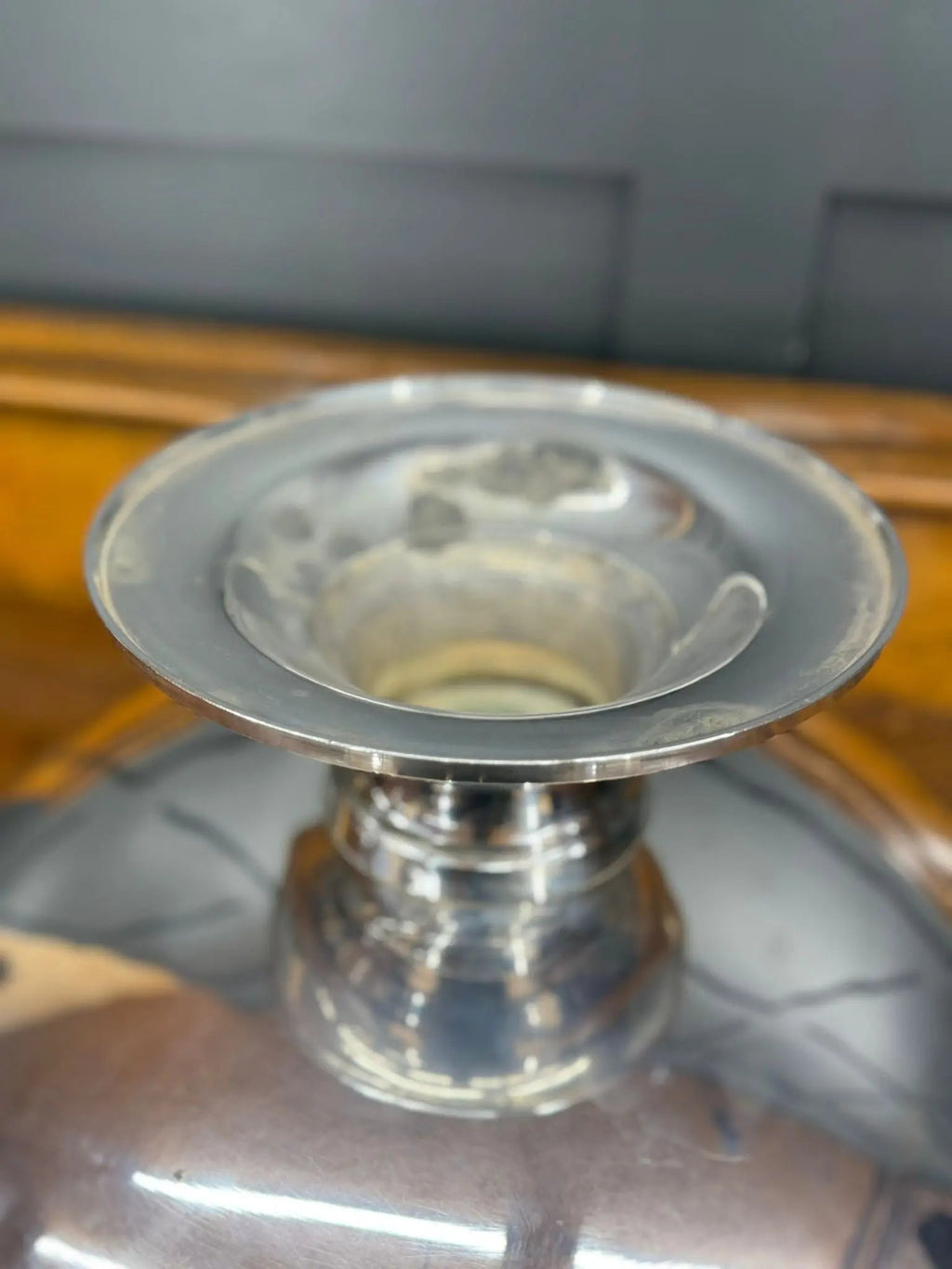 Large Polished Metal Punch Bowl on Pedestal – Barware / Party Decor