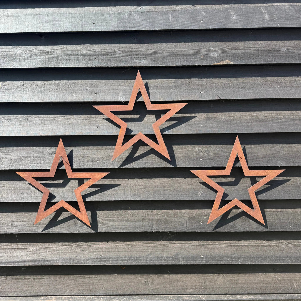 Rustic Warehouse Norfolk | Set of 3 Rusty Metal Stars Garden Wall Art