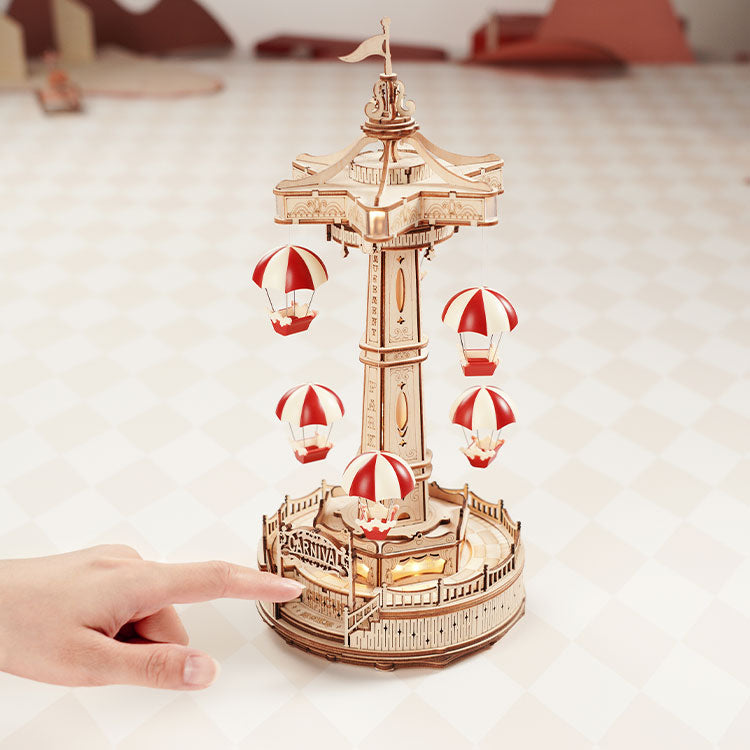 ROKR Parachute Tower 3D Wooden Puzzle DIY Music Box Kit by Snaps