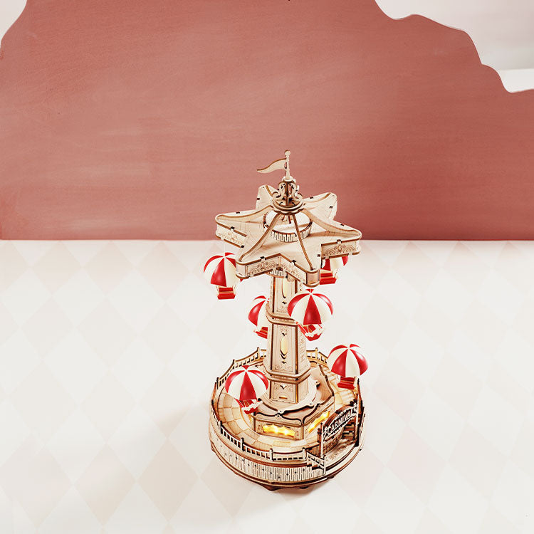 ROKR Parachute Tower 3D Wooden Puzzle DIY Music Box Kit by Snaps