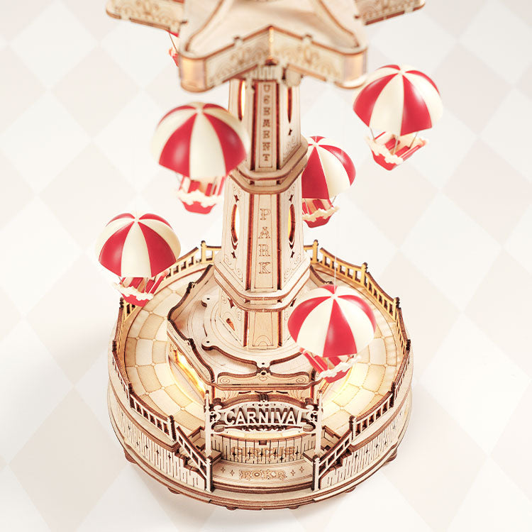 ROKR Parachute Tower 3D Wooden Puzzle DIY Music Box Kit by Snaps