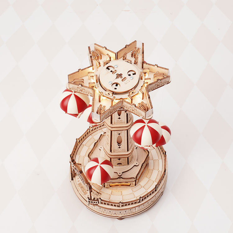 ROKR Parachute Tower 3D Wooden Puzzle DIY Music Box Kit by Snaps