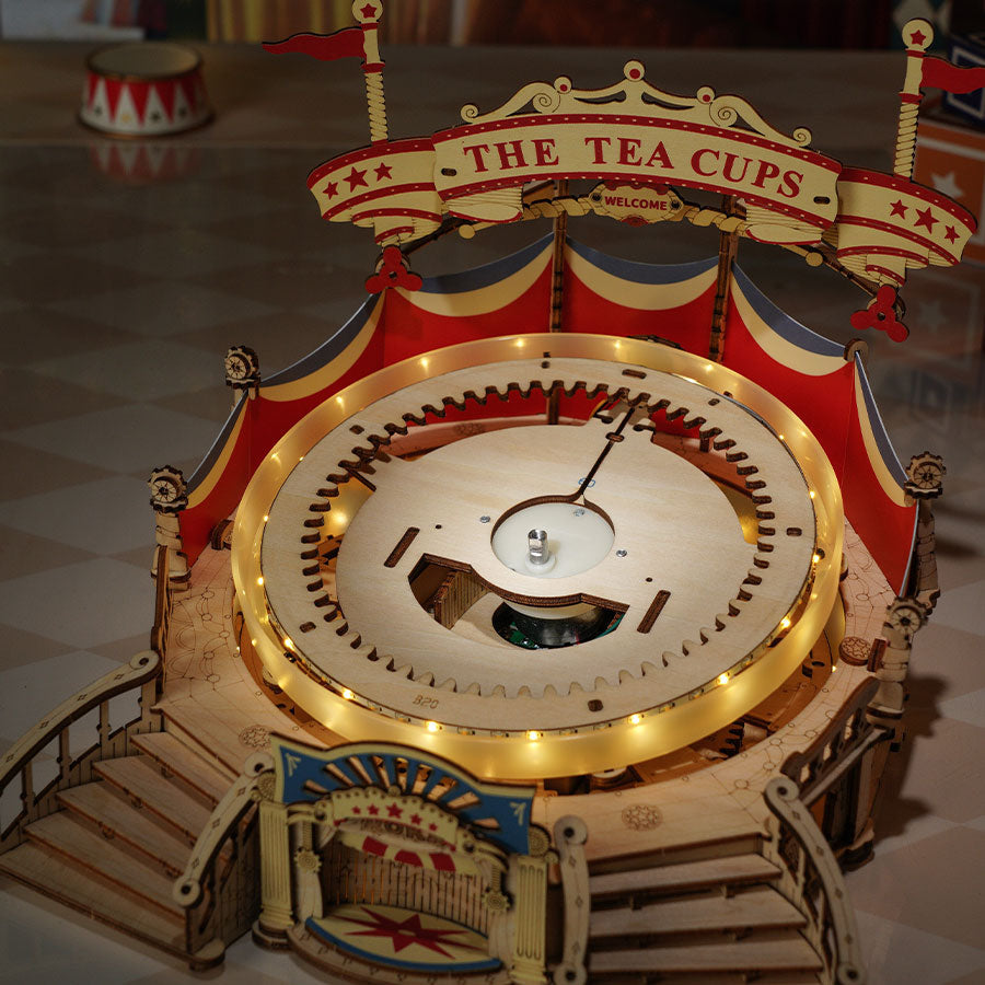 ROKR Tilt-A-Whirl DIY Music Box 3D Wooden Puzzle Kit by Snaps