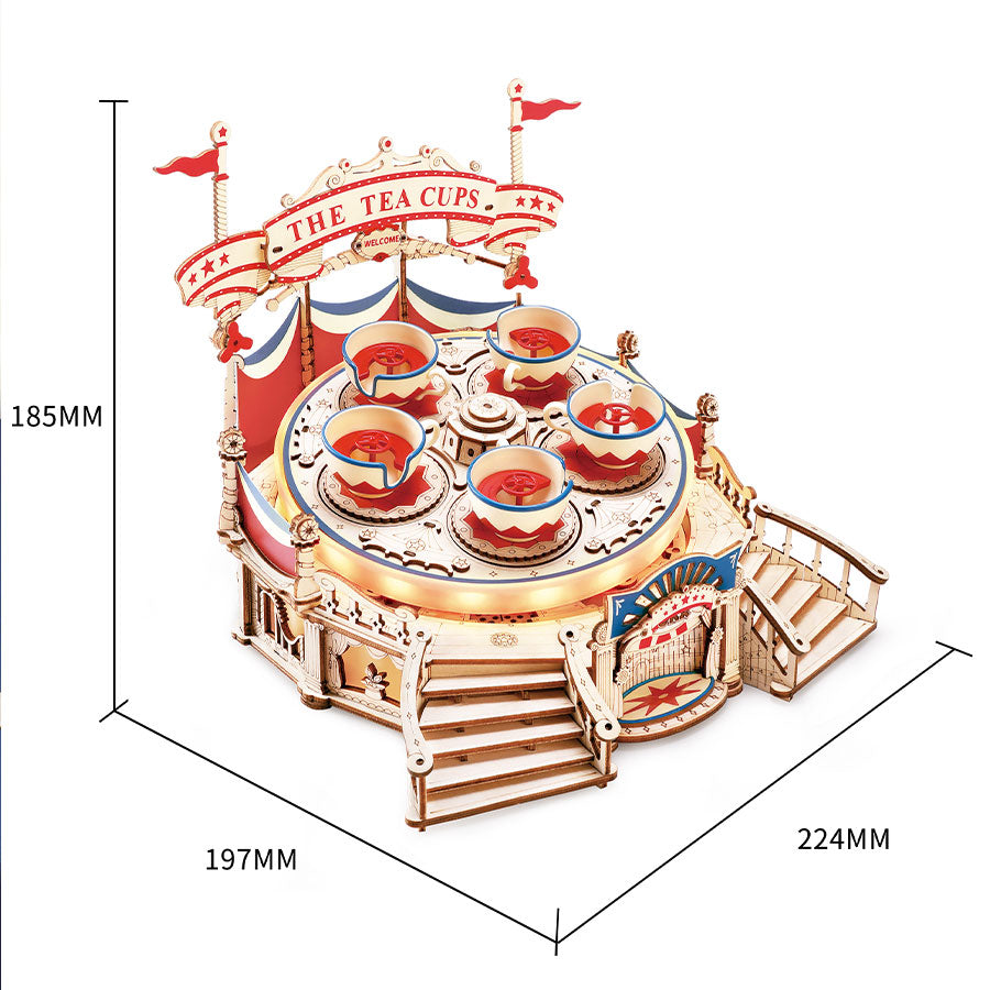 ROKR Tilt-A-Whirl DIY Music Box 3D Wooden Puzzle Kit by Snaps