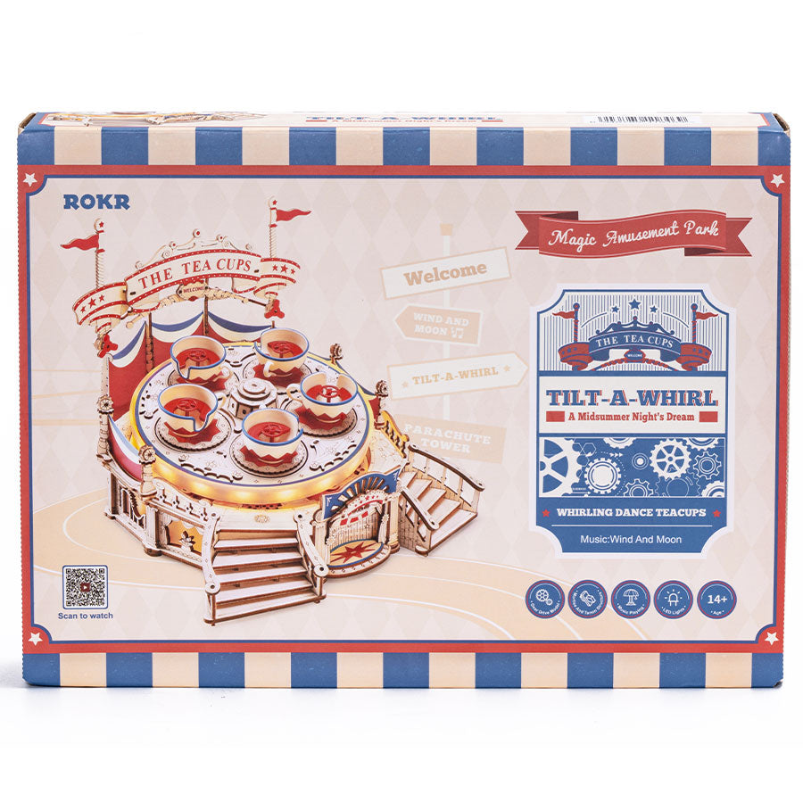 ROKR Tilt-A-Whirl DIY Music Box 3D Wooden Puzzle Kit by Snaps