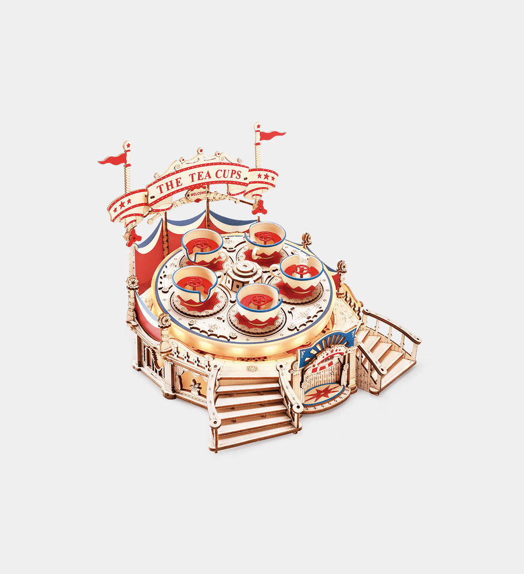 ROKR Tilt-A-Whirl DIY Music Box 3D Wooden Puzzle Kit by Snaps