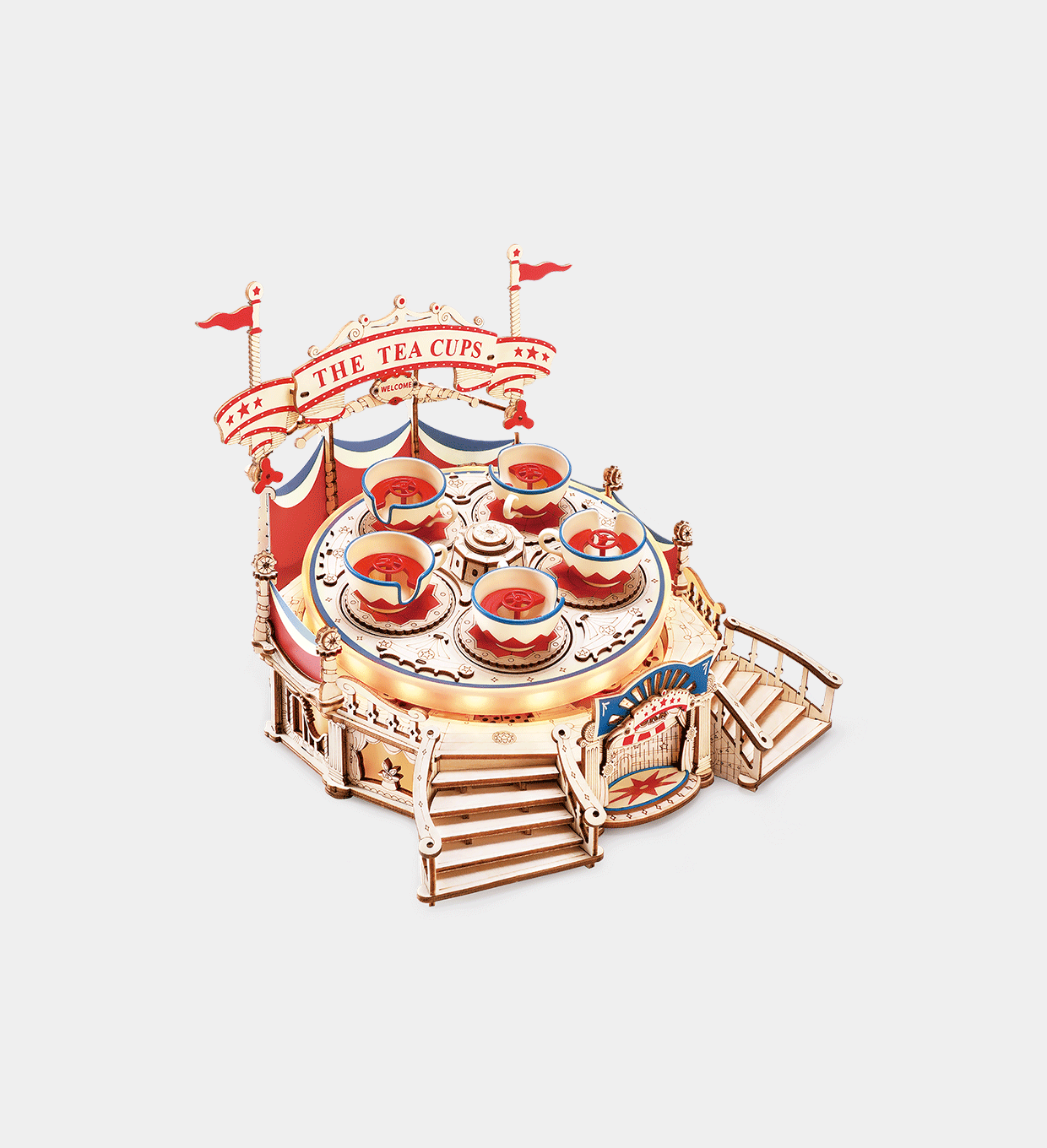 ROKR Tilt-A-Whirl DIY Music Box 3D Wooden Puzzle Kit by Snaps