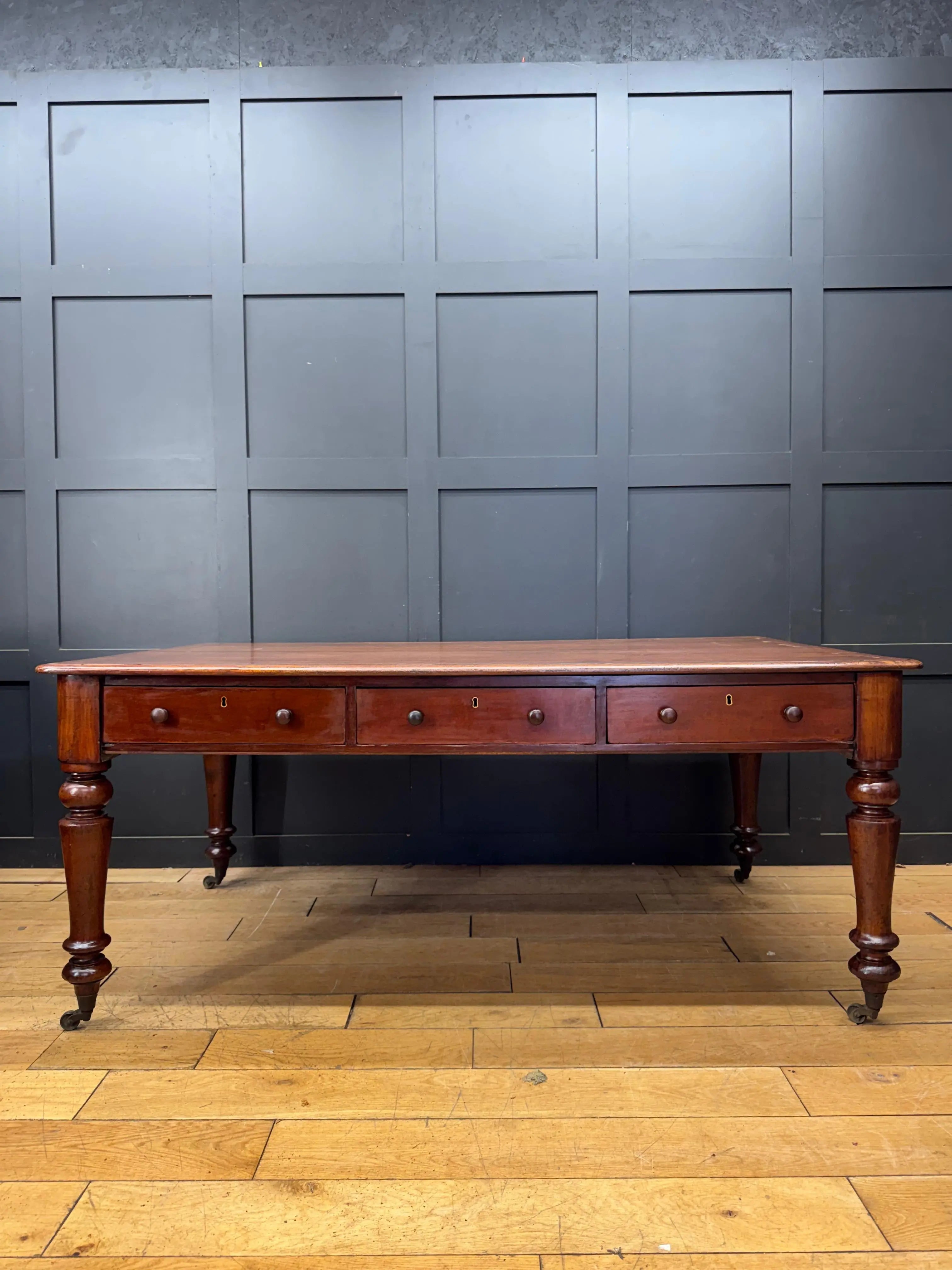 Antique Victorian Mahogany Library Table Desk Kitchen Dining Table With Drawers