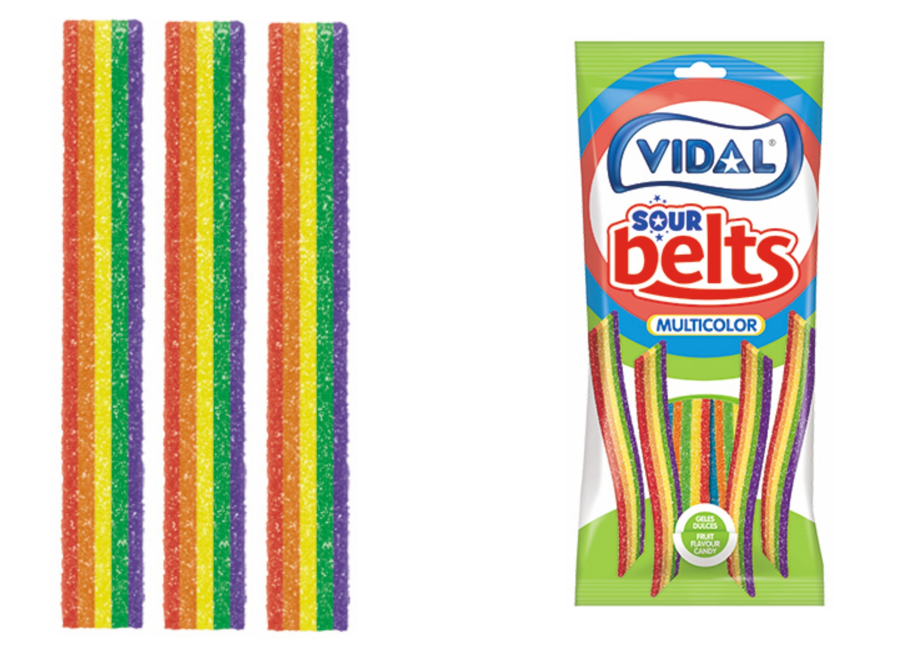 Snaps Rainbow Belts Sour Gummy Candy - Sweet Fruit Snacks, 90g Bag