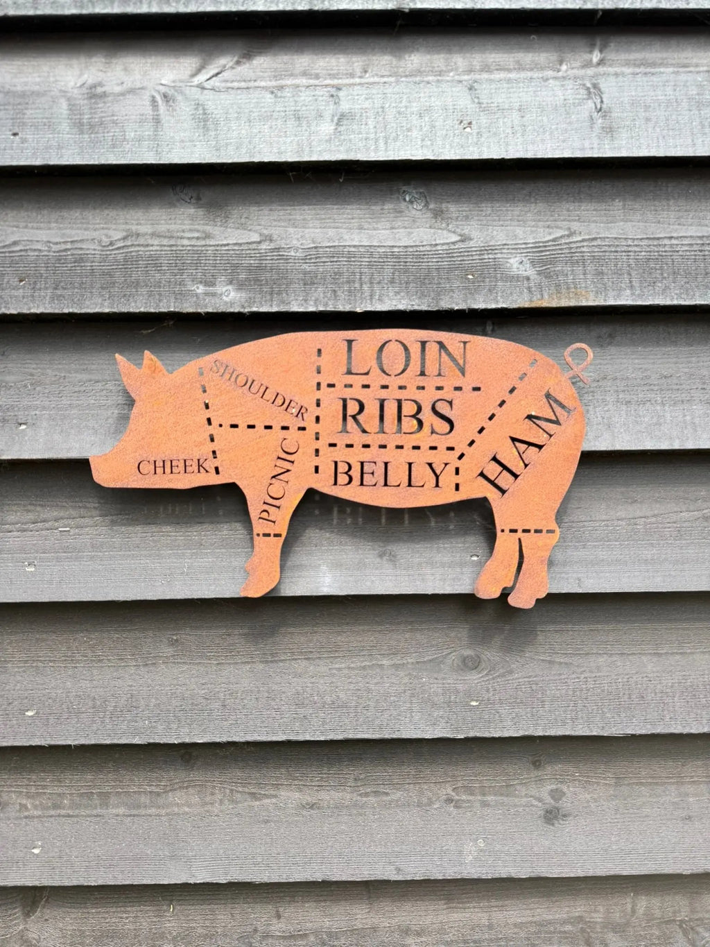 Rustic Warehouse Norfolk Metal Butchers Pig Sign - Steel Wall Art Decor