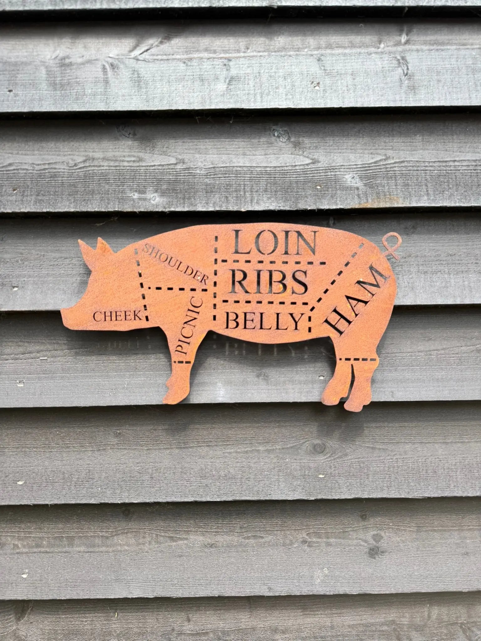 Rustic Warehouse Norfolk Metal Butchers Pig Sign - Steel Wall Art Decor