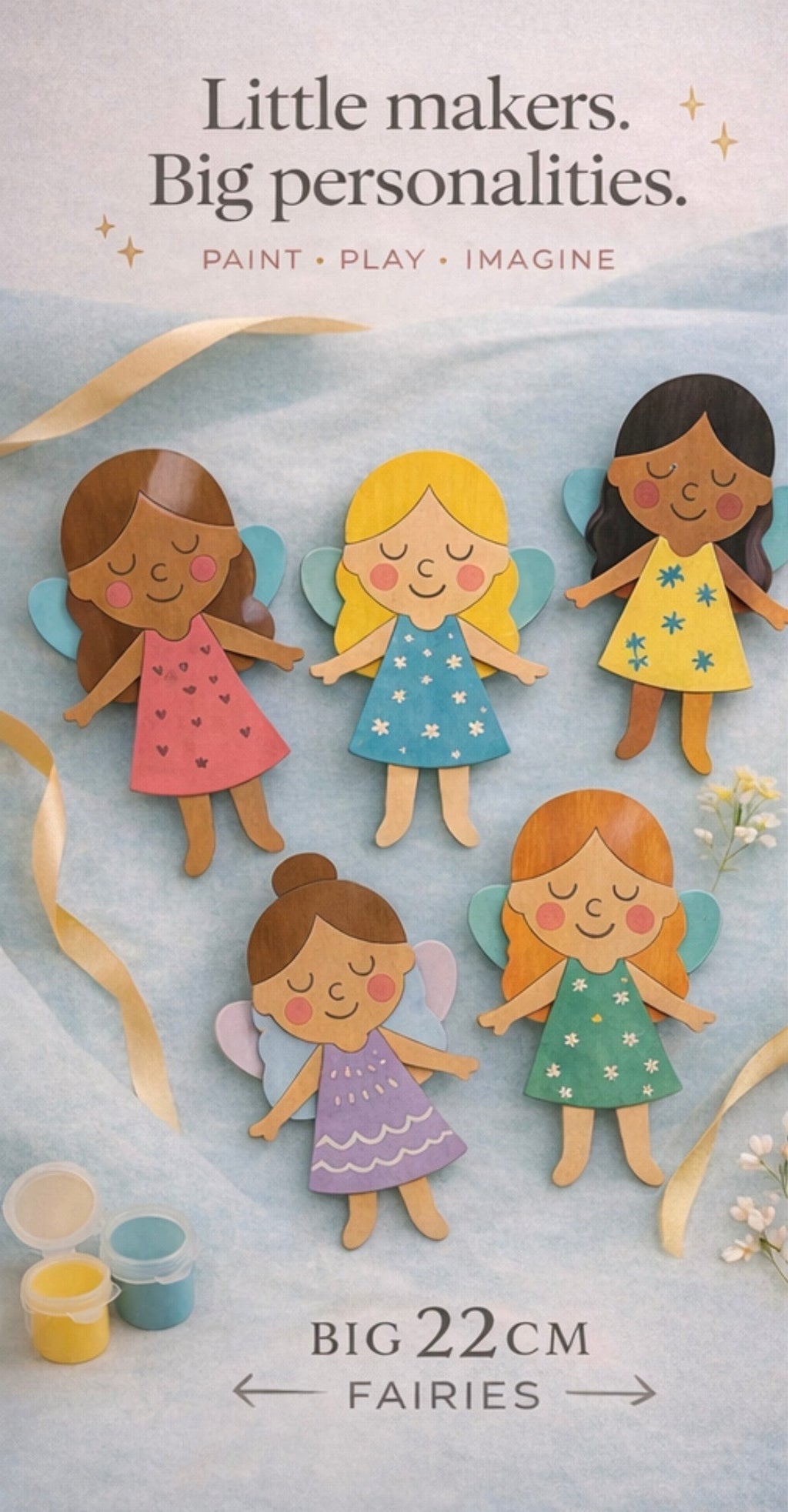 Paint-Your-Own Fairy Kit – 22cm Create any fairy perfect for party favours and stocking fillers