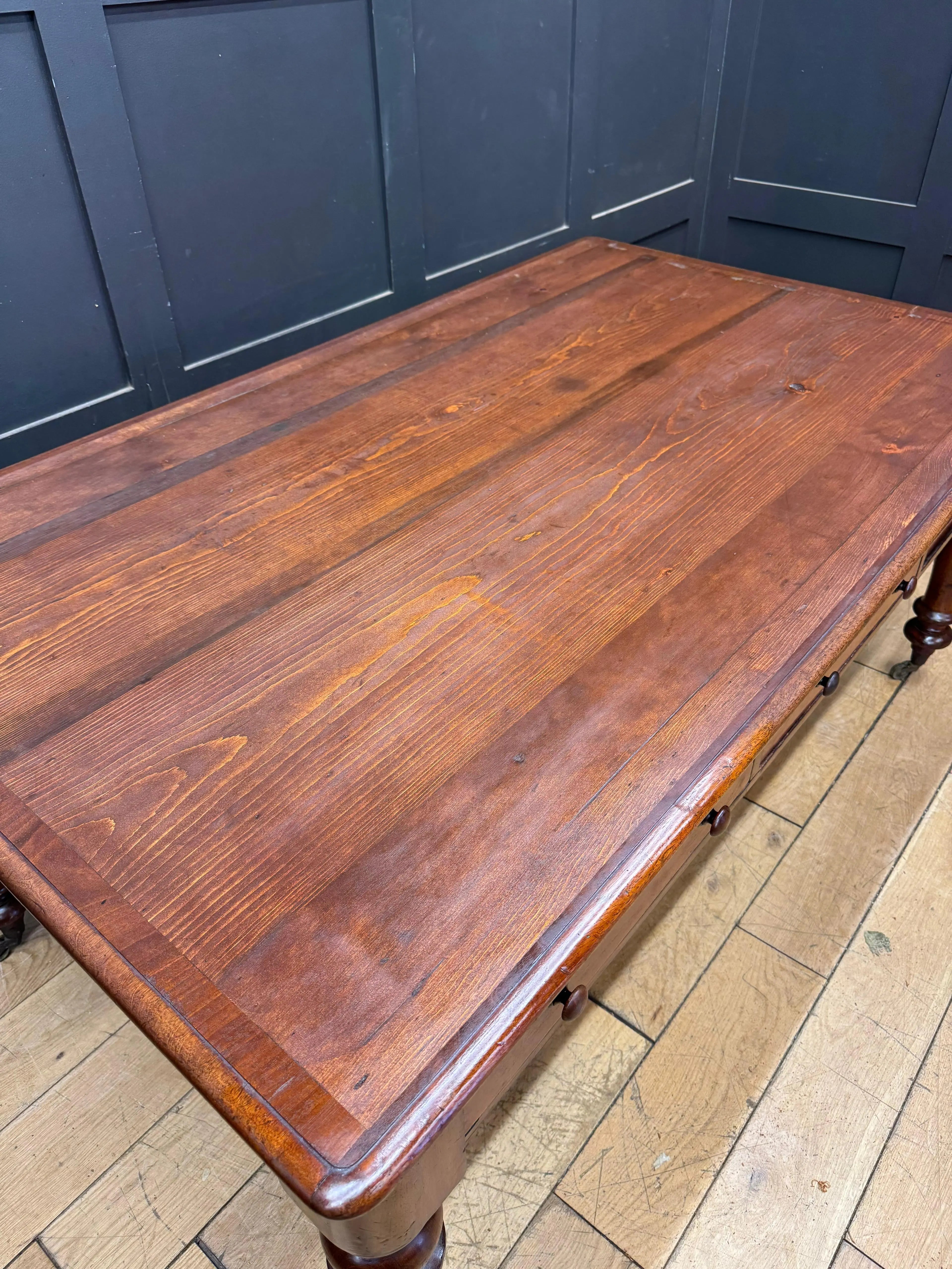 Antique Victorian Mahogany Library Table Desk Kitchen Dining Table With Drawers
