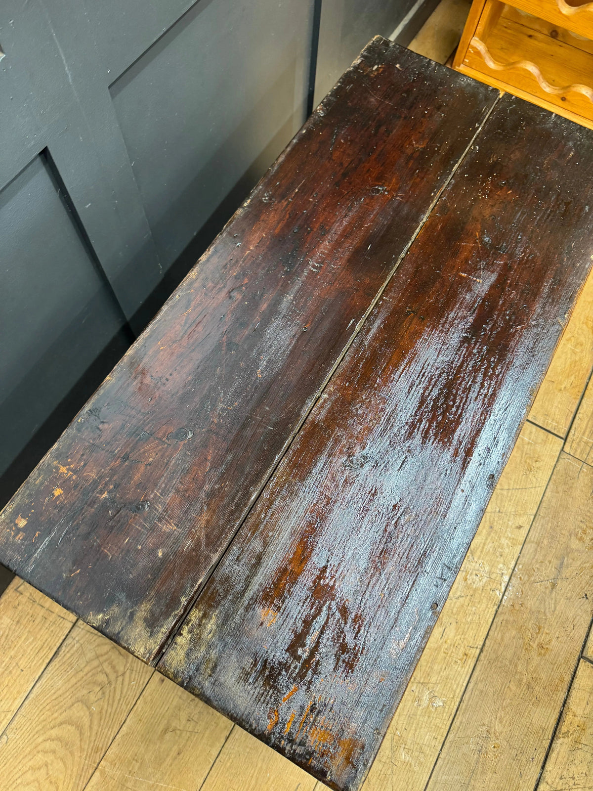 Antique Pine Trunk Chest / Coffee Table / Rustic Box Storage / Toy Storage chest